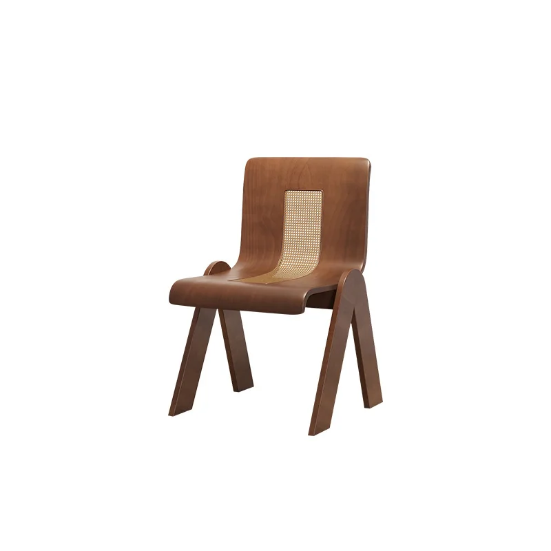

Wooden dining chair Household back chair Antique rattan chair