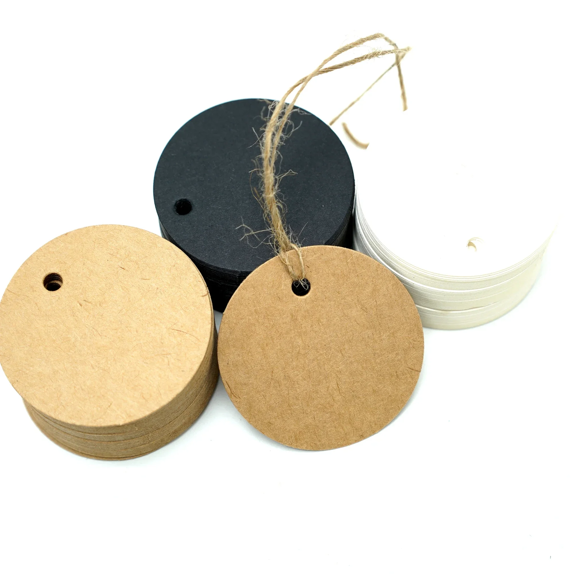 White Black Brown Kraft Paper Tags Round Luggage Note Wedding Invitations Cards Blank Price Hang Tag 5cm 100pcs/lot