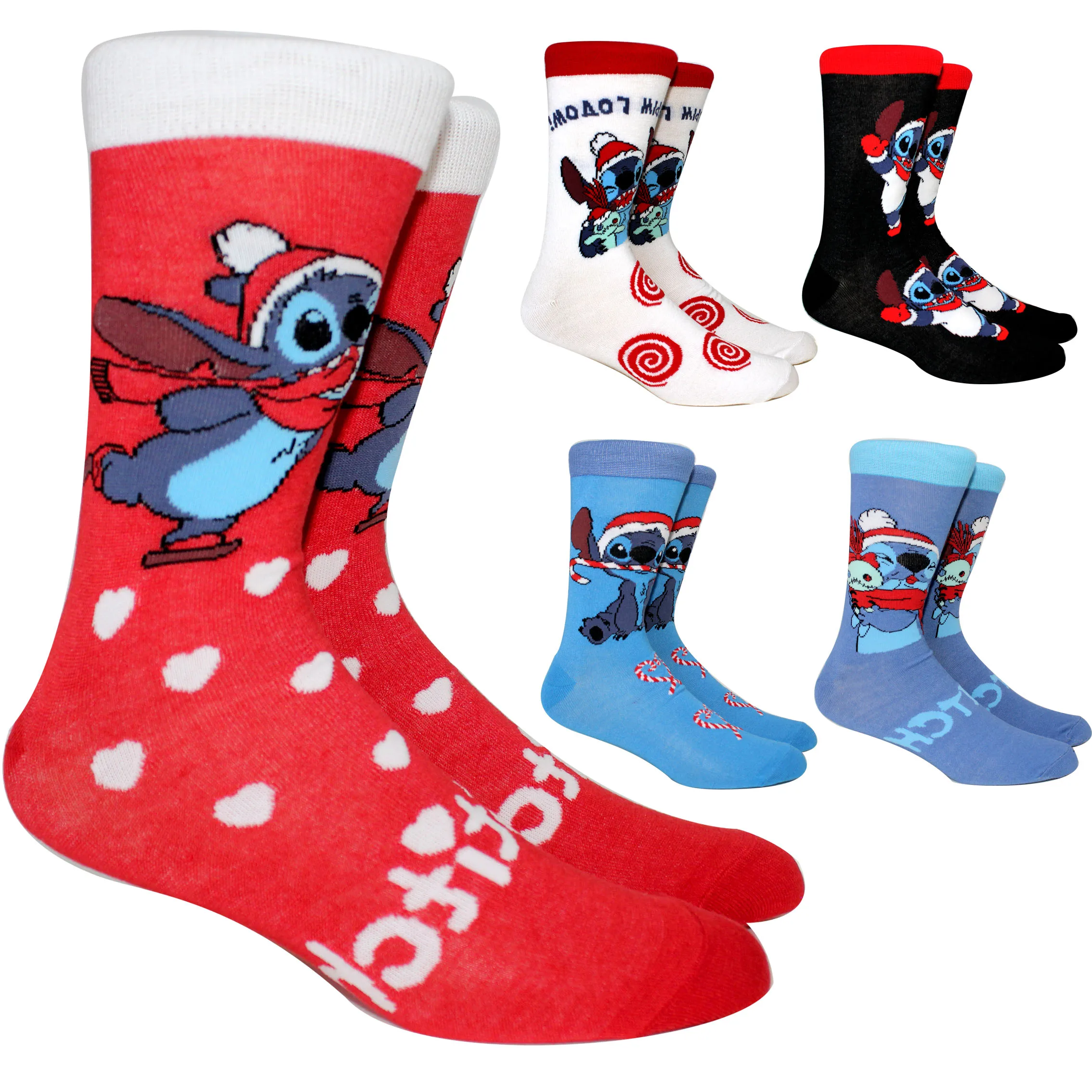 New Women Christmas Socks Cartoon Stitch Long Socks Anime Hip Hop Creative Men's Socks Cosplay Outdoor Funny Couple Socks 36-44