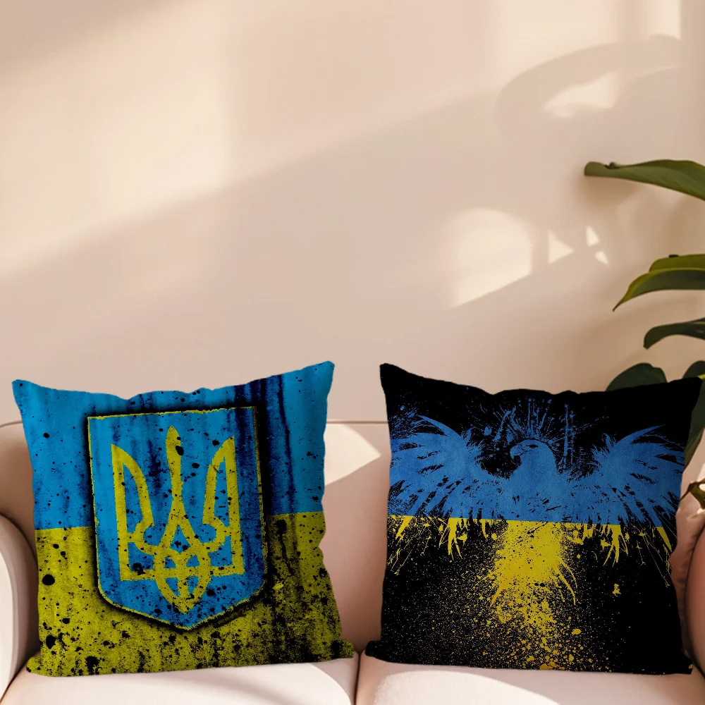 Fashion Flag Of Ukraine Pillow Case For Sofa Bedroom Living Room Office Bedside Table Backrest Cushion Printing Square