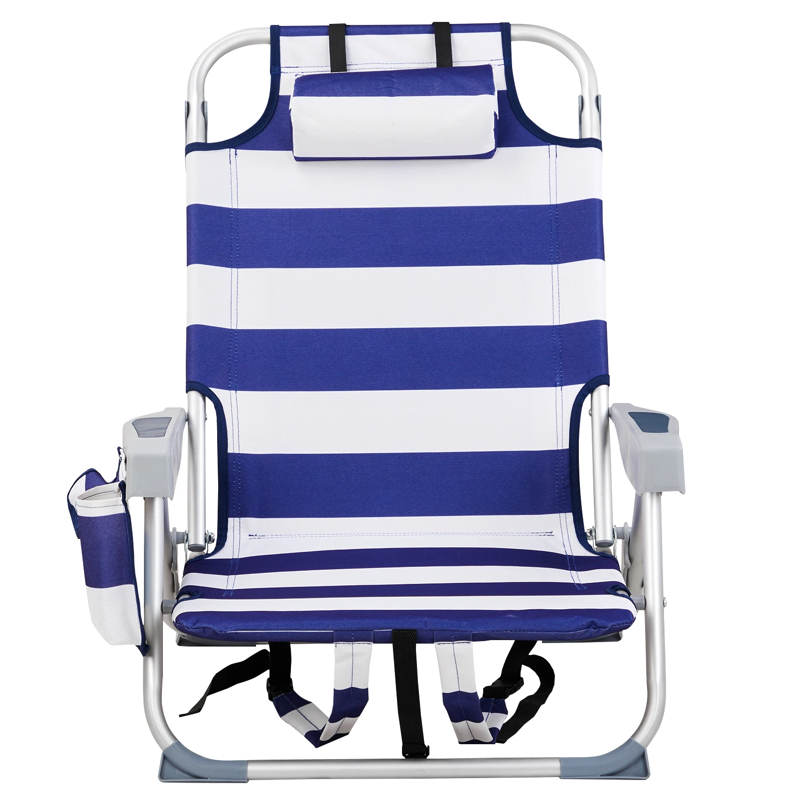 

63*65*82cm Short Oxford Cloth Silver White Aluminum Tube Bearing 100kg Beach Chair Blue Stripes