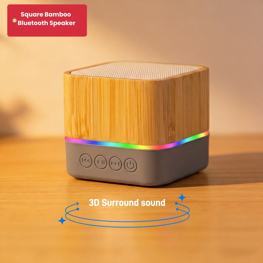 

Портативная деревянная Bluetooth-колонка из бамбука с беспроводным аудио, воспроизведением с TF-карты, аккумулятором 400 мАч и LED-подсветкой для дома и улицы