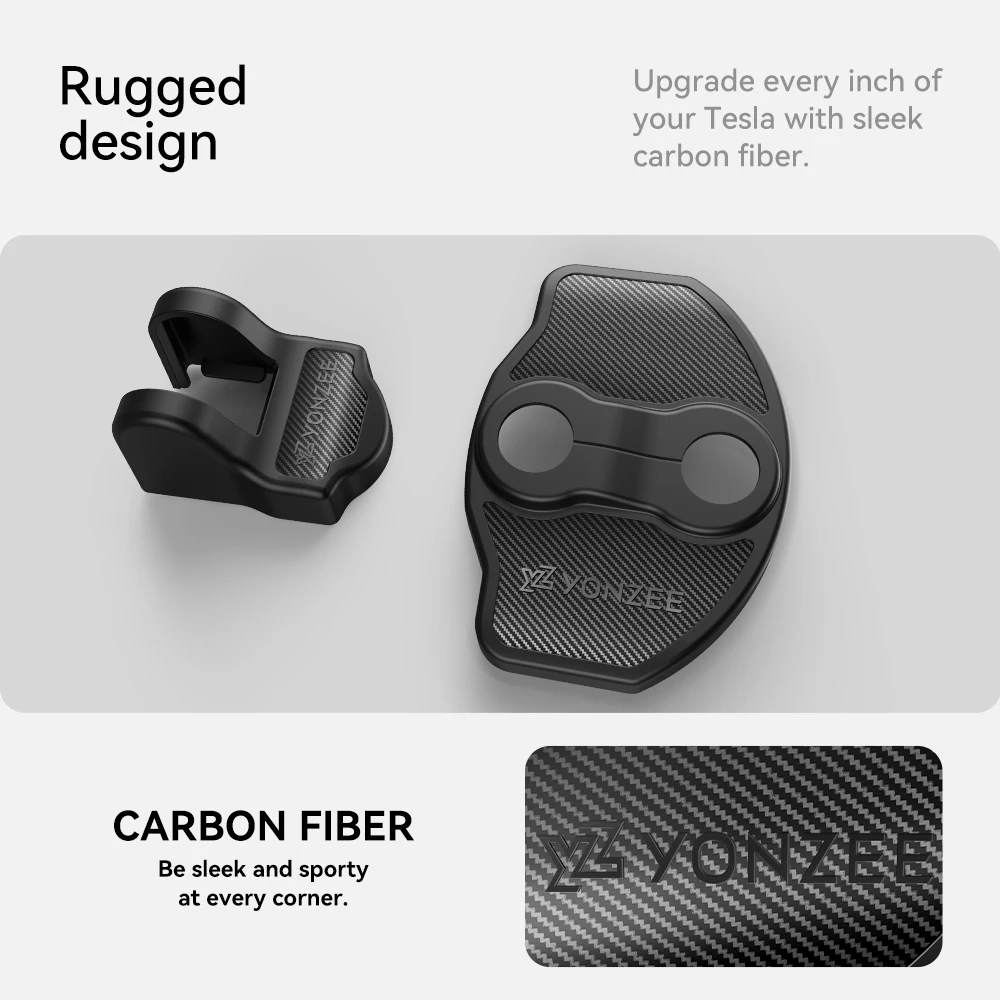 YZ For Tesla Model 3 Y Juniper Highland 4pcs Car Door Lock Protector Auto Door Shock Absorber 3D Carbon fiber Cover Accessries