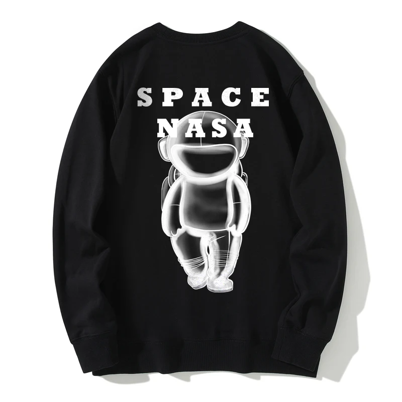 

Cotton Hoodie Men's and Women's Spring and Autumn Long Sleeve T-shirt Thick Round Neck Undershirt American Winter White Hoodie