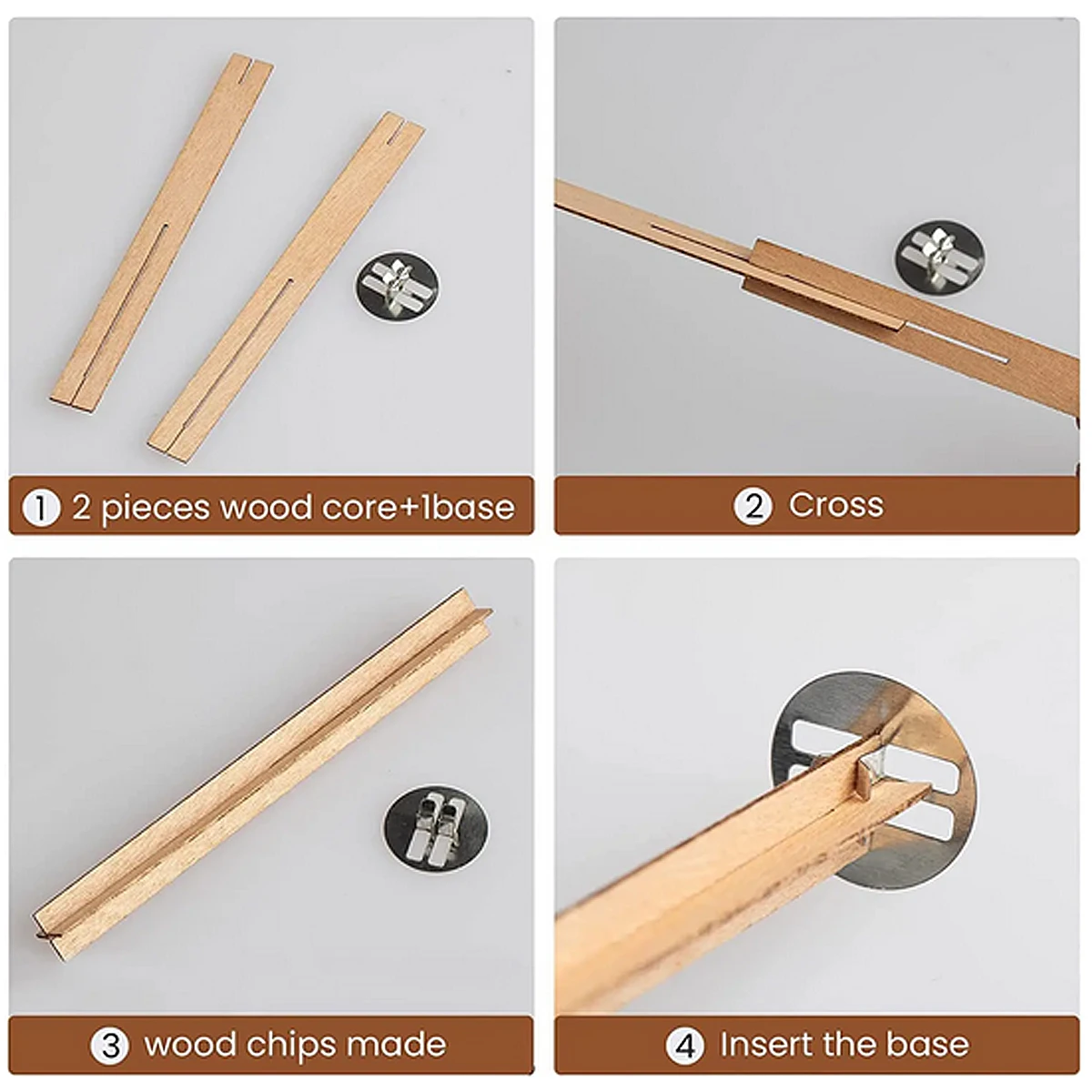 10pcs/set Cross wooden wicks Multi Size Naturally Smokeless Wooden Wax Core & Metal Clips DIY Candle jar Candle Making Supplies