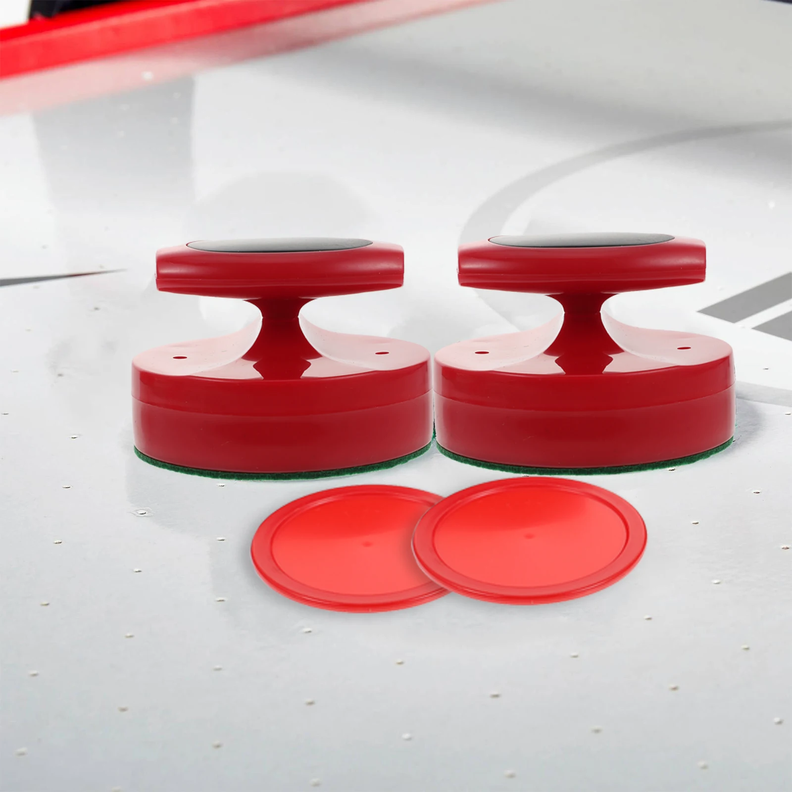 

Plastic Air Hockey Pusher Pucks Set for Game Table Kids High Quality Striker Felt Bottom Protecting Tabletop Home