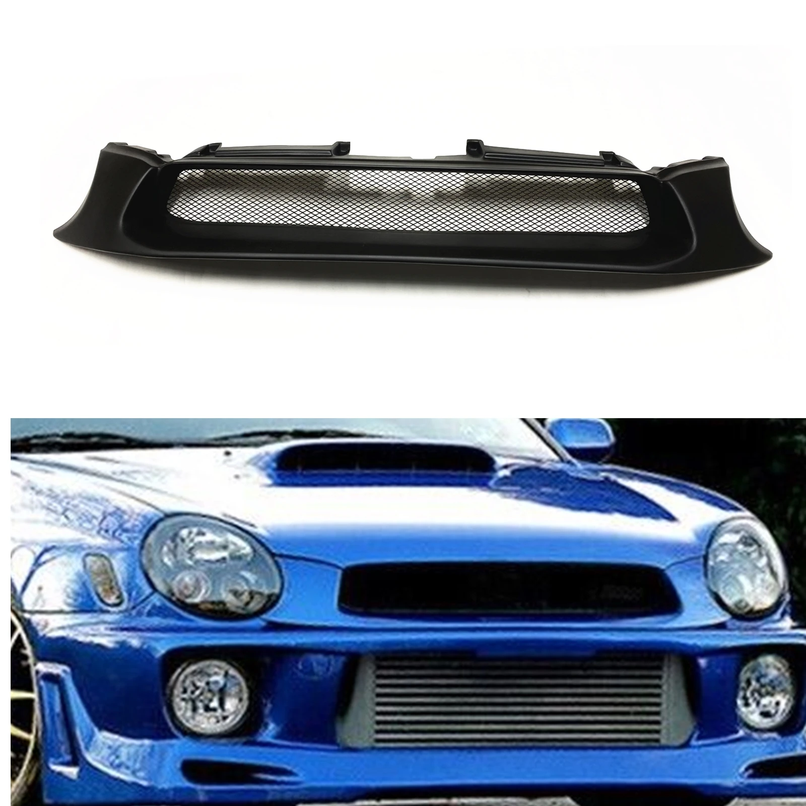 Front Grille For Subaru Impreza 7th JDM 2002-2003 Sedan/Wagon Outback Sport/RS/TS/WRX/STI Fiberglass/Carbon Fiber Car Mesh Grill