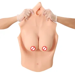 Half Body Realistic Prosthetic Breast Form Huge Fake Boobs Male To Woman Self-adhesive Silicone Breastplate for women