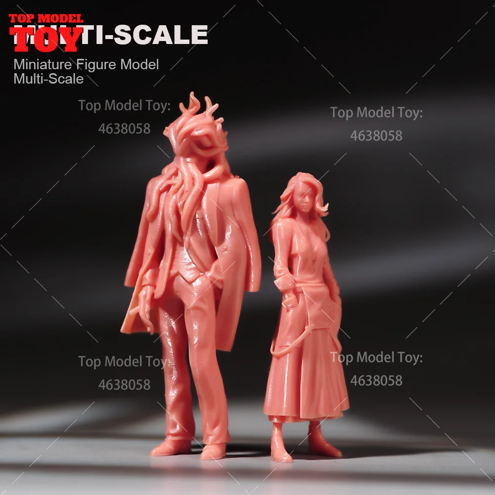 Painted Miniatures 1/24 1/64 1/43 1/87 Beauty Girl and Beast Male Female Scene Figure Doll Unpainted Model For Car Vehicles