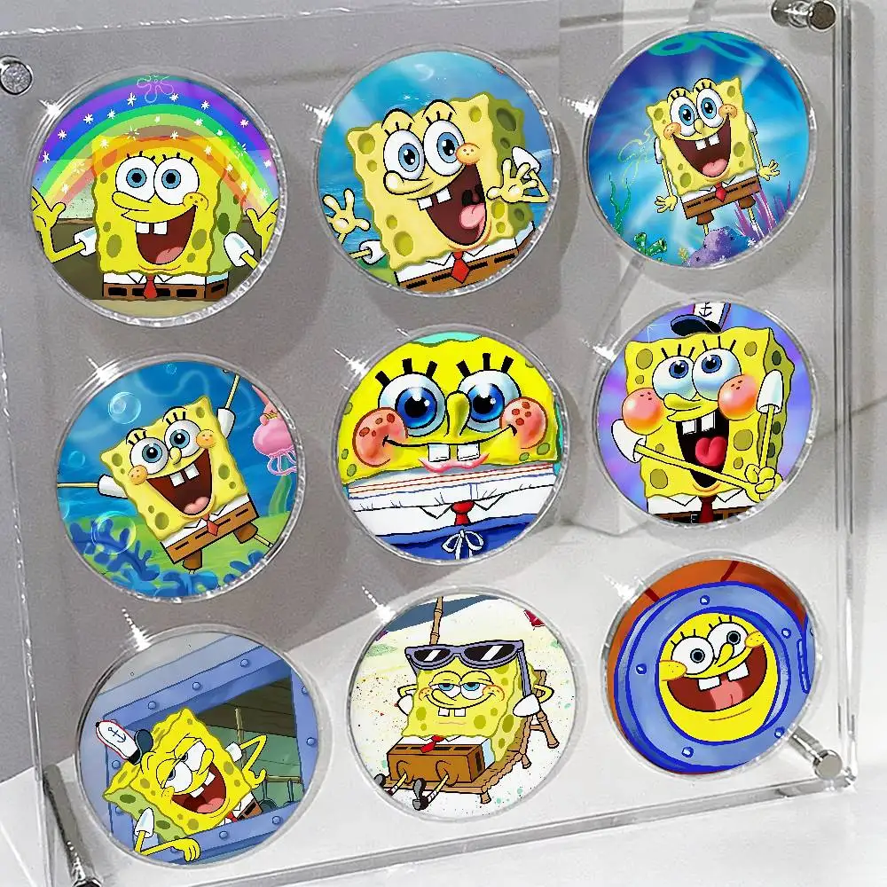 Cute S-SpongeBobs Badges Tinplate Soft Button Pin Brooch Metal Badge Custom Jewelry Accessories Hat Bag Lapel