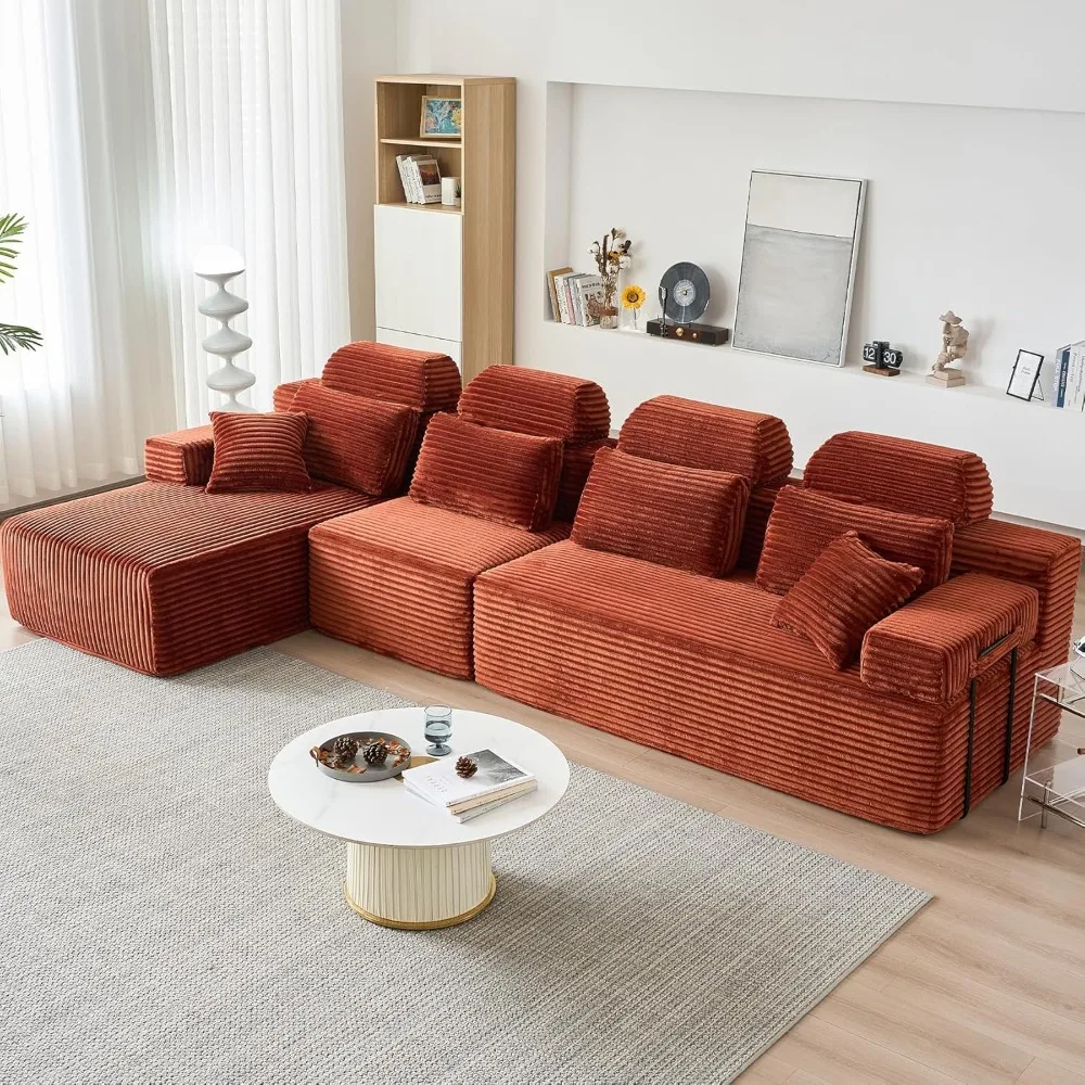 136″ Cloud Modular Sectional Sofa, Modern L-Shaped Sectional Couches for Living Room, Oversized 3-Seater Couch,, Customized