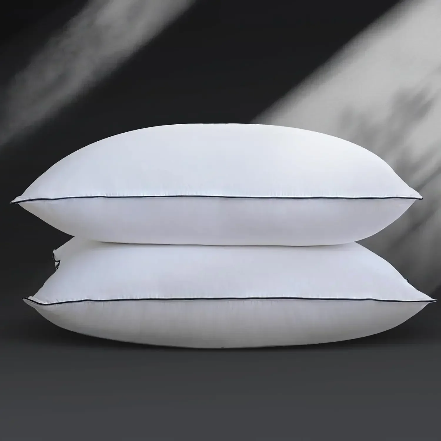 Luxurious Goose Down Bed Pillows King Size Set of 2, Hotel Collection Pillows Designed for Deep Sleep, Soft and Supportive