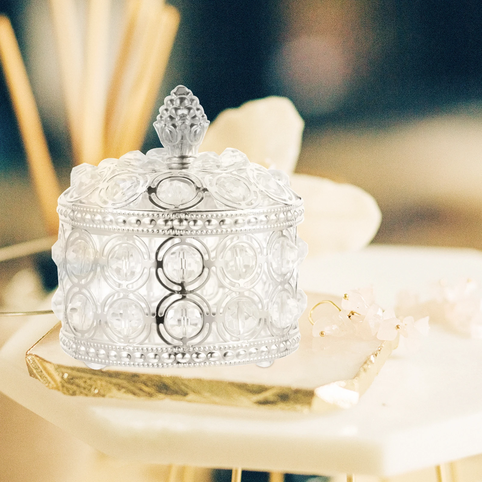 

Crystal Jewelry Box Vintage Holder Tabletop naments Trinket ganizer Necklace Storage Container Keepsake Box Gift Packaging