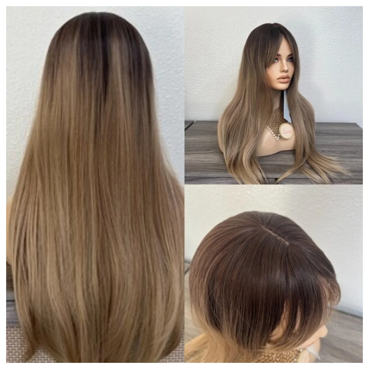 Ombre Brown Long Straight HD Lace Front Wig 13x4 Soft 200% High Density Glueless Wig for Women Natural Daily Use