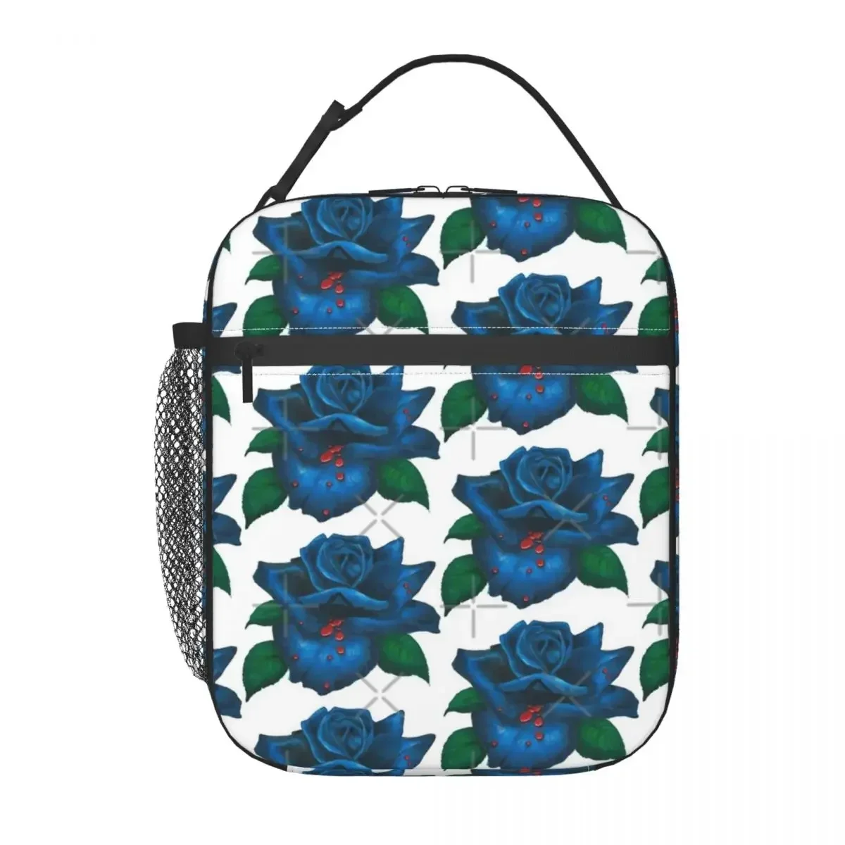 Blue Rose With Blood Drips Insulated Lunch Bag Holiday Portable Gift Multi-Style