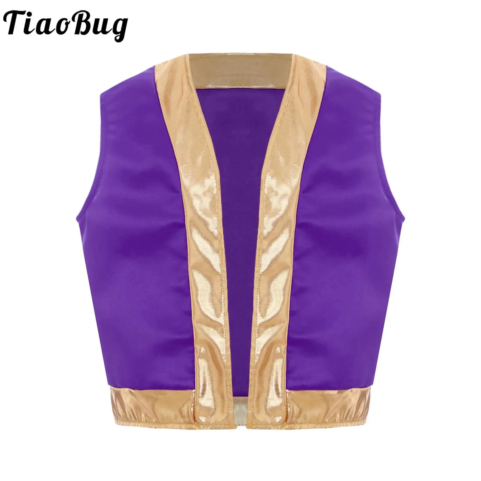 

Girls Boys Game Character Cosplay Costume Prince Role Play Waistcoat Gold Trim Patchwork Vest for Halloween Fancy Dress Up