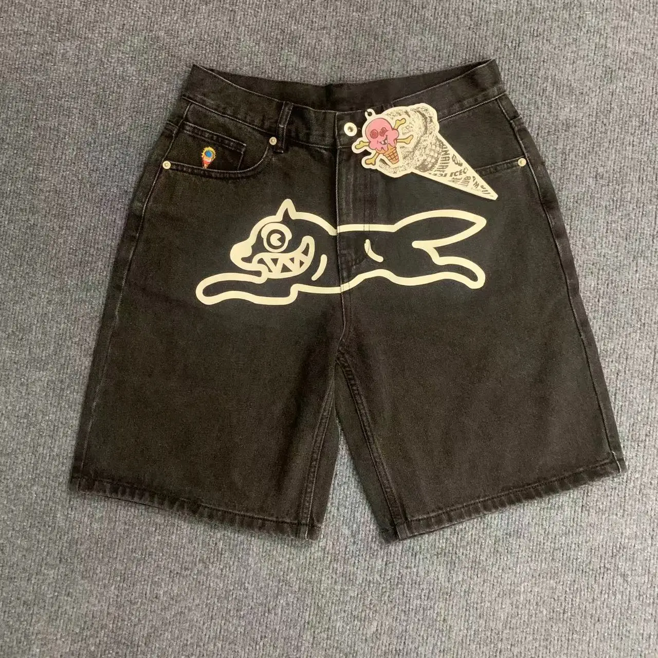 Topkwaliteit klassieke geprinte heren casual jeans shorts met rits, wijde pasvorm, capri heren denim shorts broek