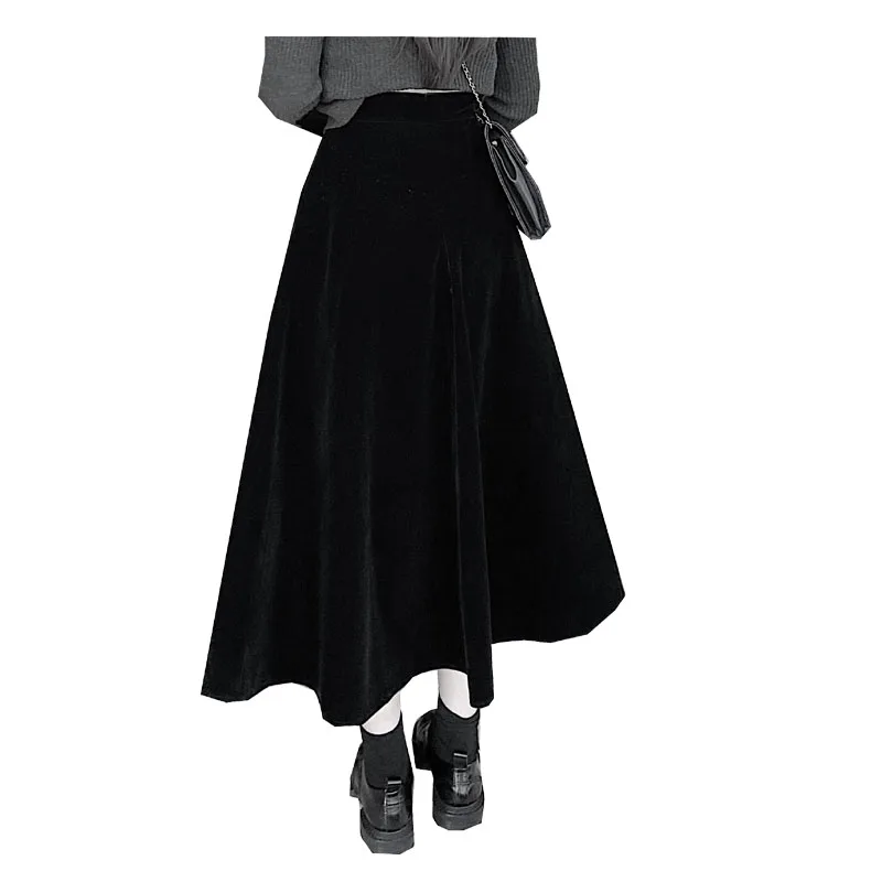 Fengbaoyu Silk Velvet Autumn and Winter Lady's Half-length Black Skirt Women Clothing Streetwear Fashion Luxury Free Shipping