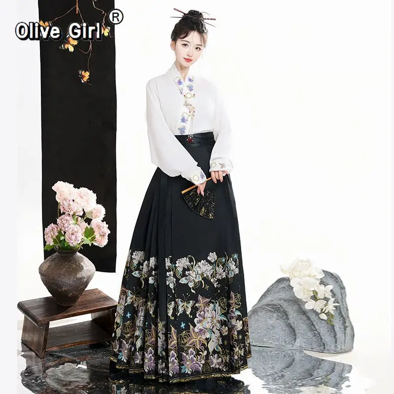 Traditional Chinese Hanfu Shirt Horse Face Skirt Woven Gold Horse Face Skirt Jacquard Fabric Dress Women's Clothing view 4