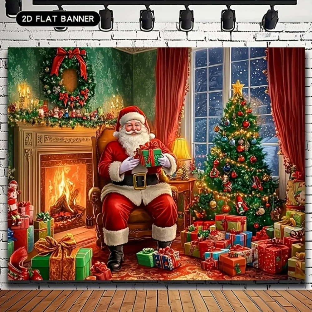 VIKAMA Weihnachts-Wandteppich, Weihnachtsmann, Wohnzimmer, dekoratives Gemälde, Banner, Urlaub, Zuhause und Büro, Wandbehang