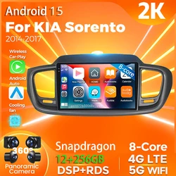 Android 15 Carplay DVD Car Radio For KiA Sorento 2014 - 2017 Head Unit 2Din Multimedia Video Player Stereo 360 Camera AI Voice