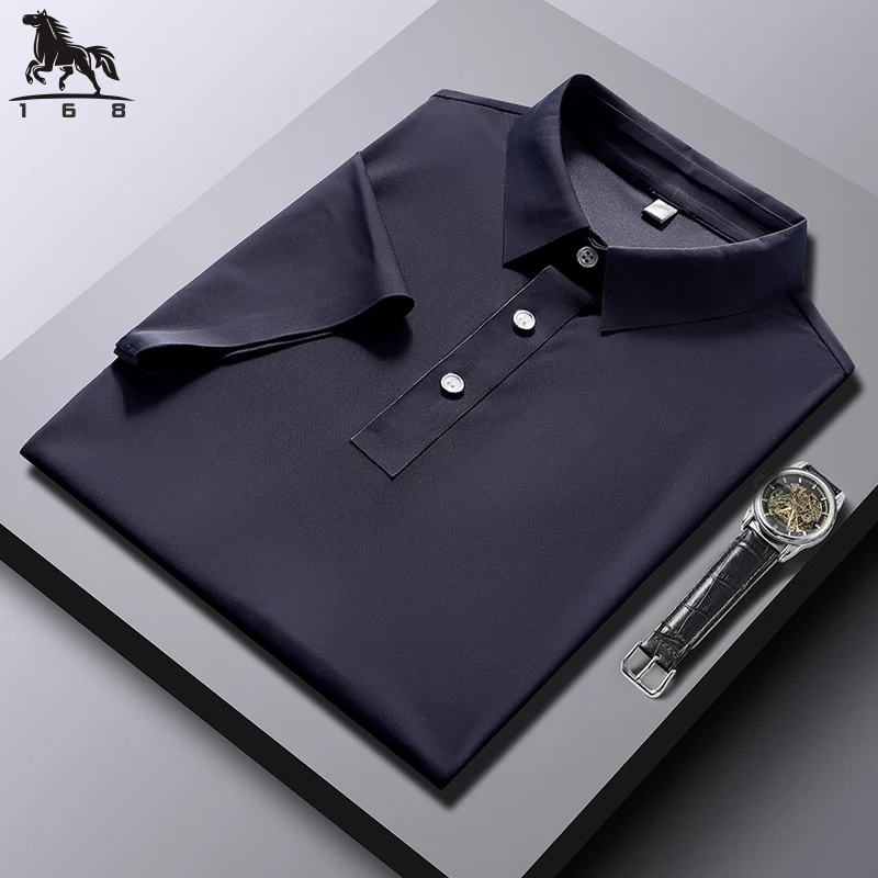 polo shirt men M-6XL 7XL 8XL Summer new solid color mens short-sleeved polo shirt Ice silk Men\'s business casual polo shirt 8926