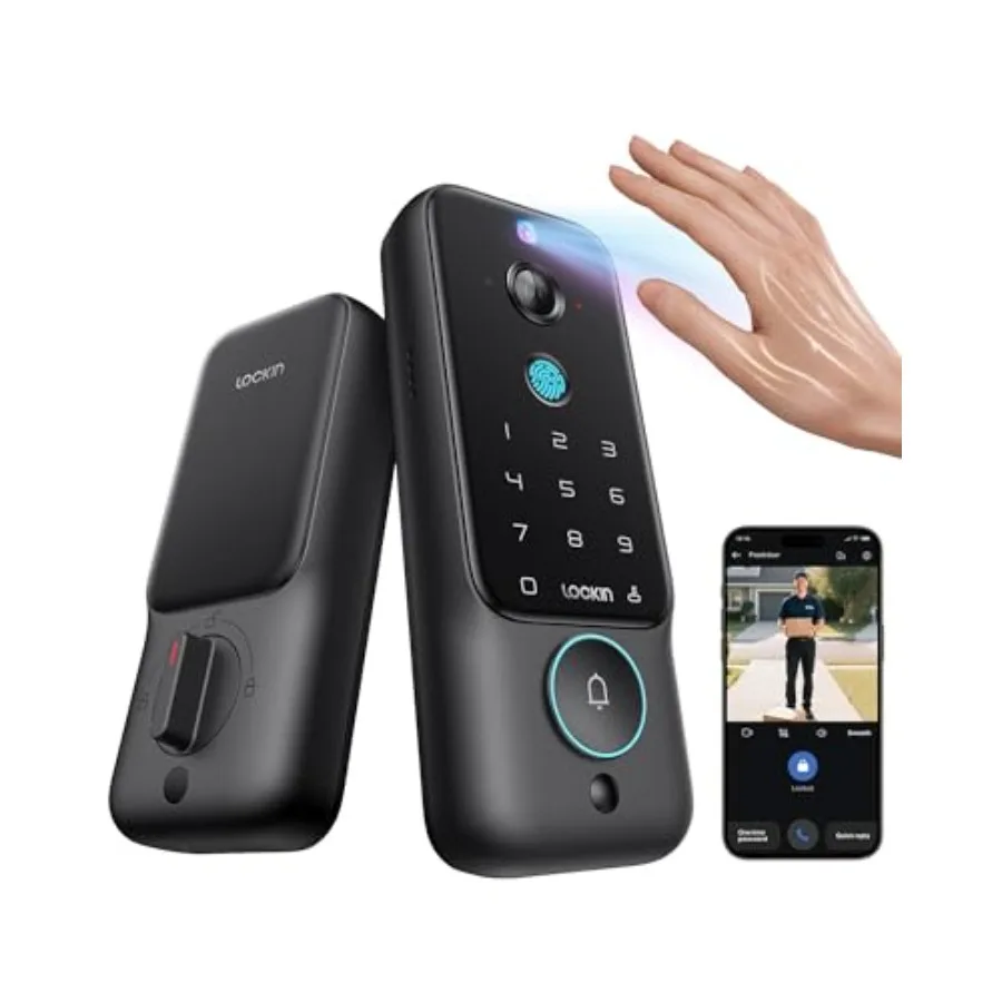 

Умный замок Veno Plus с разрешением 2K 180 ° Камера видеонаблюдения и видеодомофон с ИИ, локальным хранилищем, распознаванием вен ладони/отпечатков пальцев, бесключевой доступ