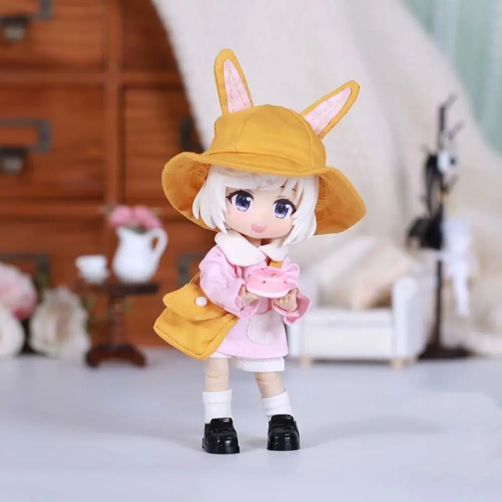 유치원 Ob11 인형 옷 토끼 곰 귀 어부 모자 Obitsu11 학교 유니폼 수제 복장 BJD 인형 복장