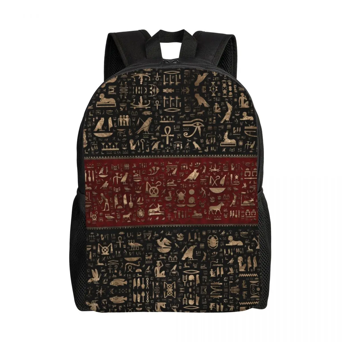 Olho egípcio de horus mochila de viagem mulheres homens escola portátil bookbag antigo egito hieróglifos estudante universitário sacos daypack