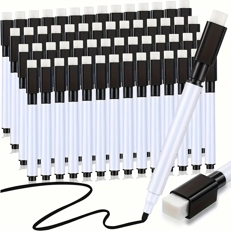 

10pcs dry erase whiteboard markers with eraser cap For whiteboard dry erase boards School, office and home (black)