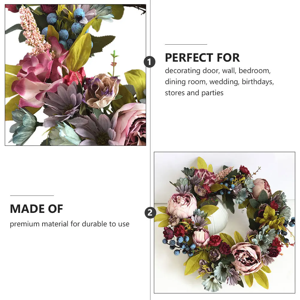 

Artificial Wreath Colorful Simulation Flower Garland For Door Wall Wedding Party Festival Decoration Hanging Ornament Home Decor
