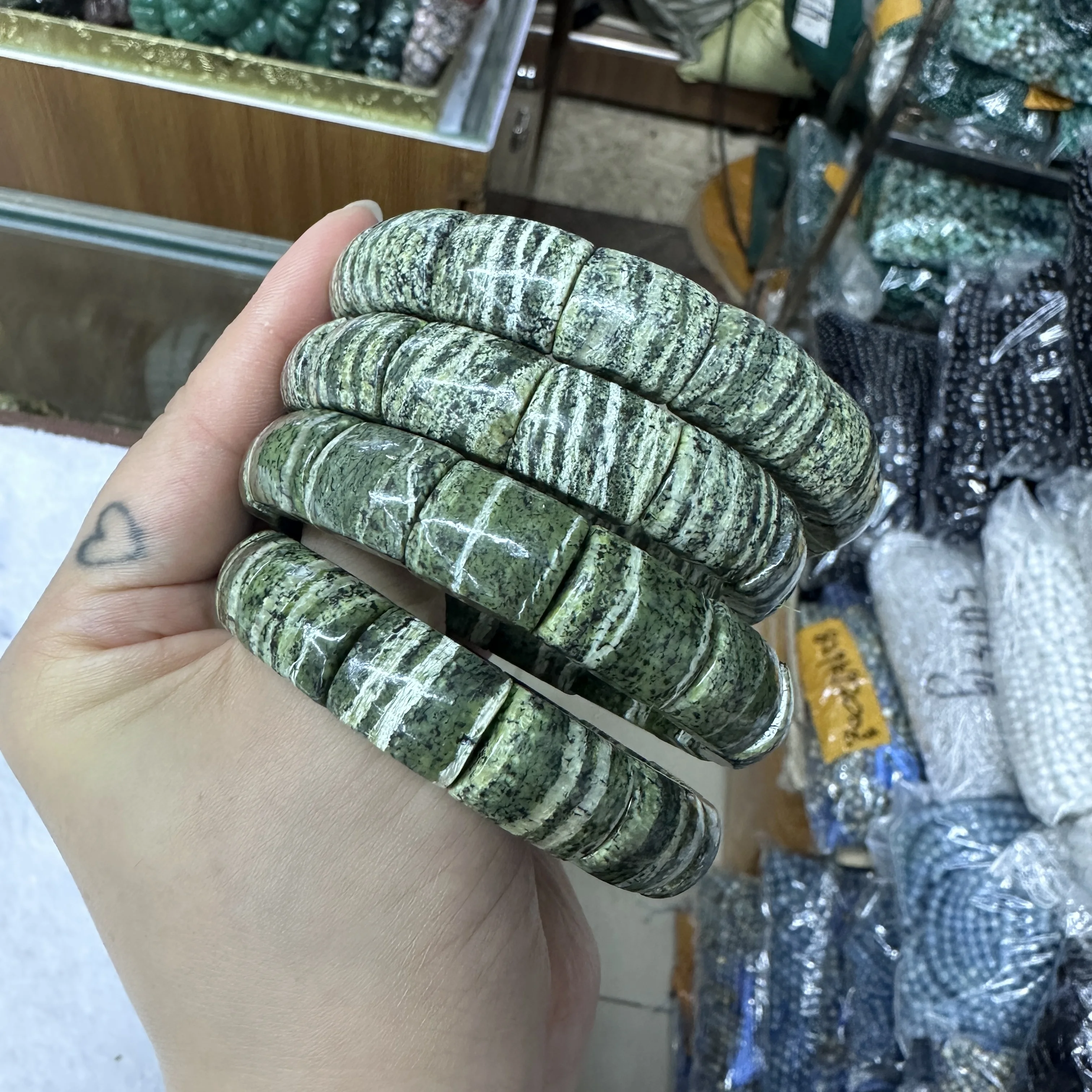 AAAA Natural Green Zebra Jasper Stone Jewels Bracelet Natural Energy Stone Bangle for Woman And Man Wholesale !