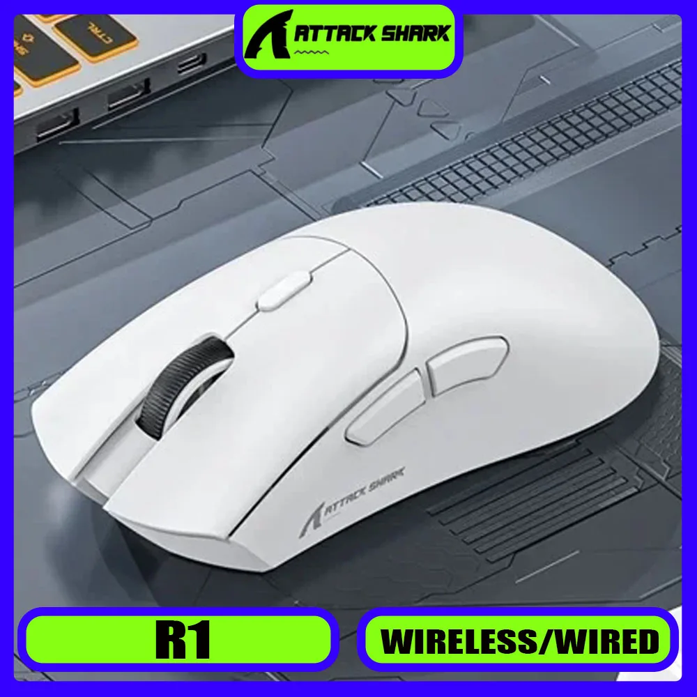 

Attack Shark R1 Three-Mode Mouse PAW3311 Ergonomic Lightweight Wireless Customized E-Sports Gaming Mouse Computer Accessories