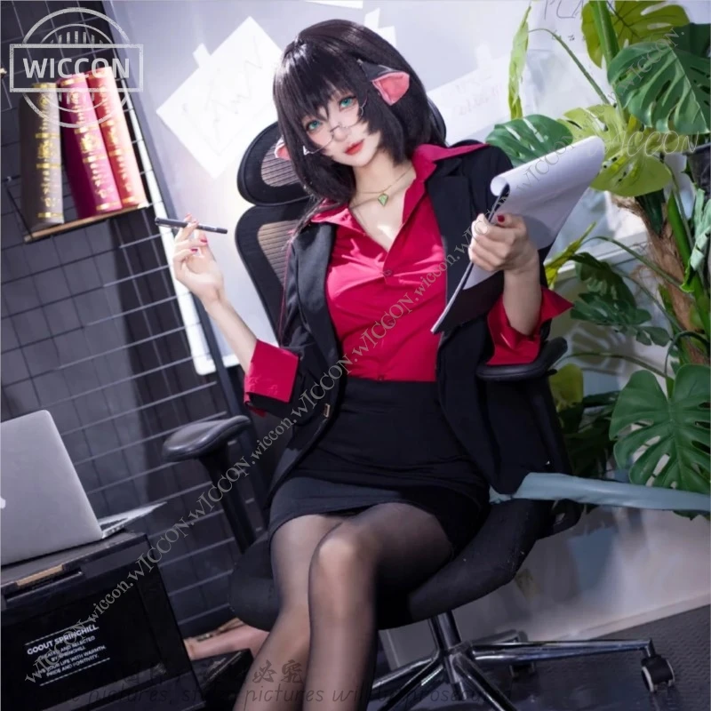 New Jane Doe Role Play Office Worker Cosplay Costume Wig Tail Workwear Woman Skirt Halloween Costume Party Daily Outfit ZZZ Set