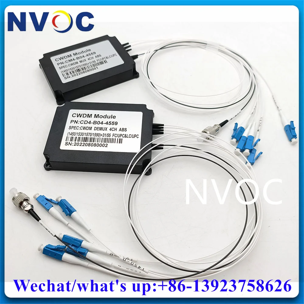 4Ch CWDM Module,4 Channel 1270-1610nmCWDM Mux&Demux in ABS BOX with 1M 0.9mm LC/UPC Connector and WDM FCUPC Updated Port