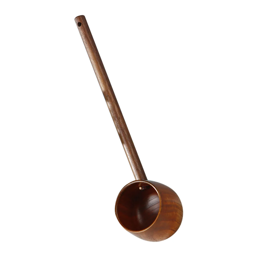 

Straw Wooden Water Ladle Tea Kettle Large Gooseneck Brown Long Handle Spoon for Canteen