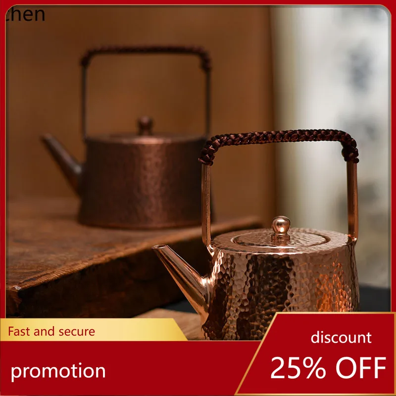 HYS handmade pure copper teapot with handle - perfect for brewing tea and boiling water