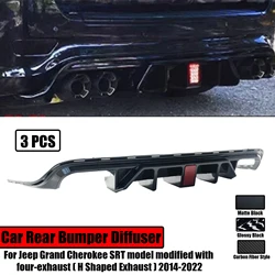Car Rear Bumper Diffuser With LED For Jeep Grand Cherokee SRT Model Modified With Four-Exhaust(H Shaped Exhaust)2014-2022