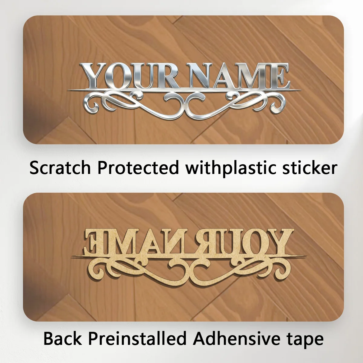 Elegant Filigree YOUR NAME Custom Metal Logo 3D Car Sticker Stainless Steel Moto Fender Trunk Badge Decal Car Decor Accessories