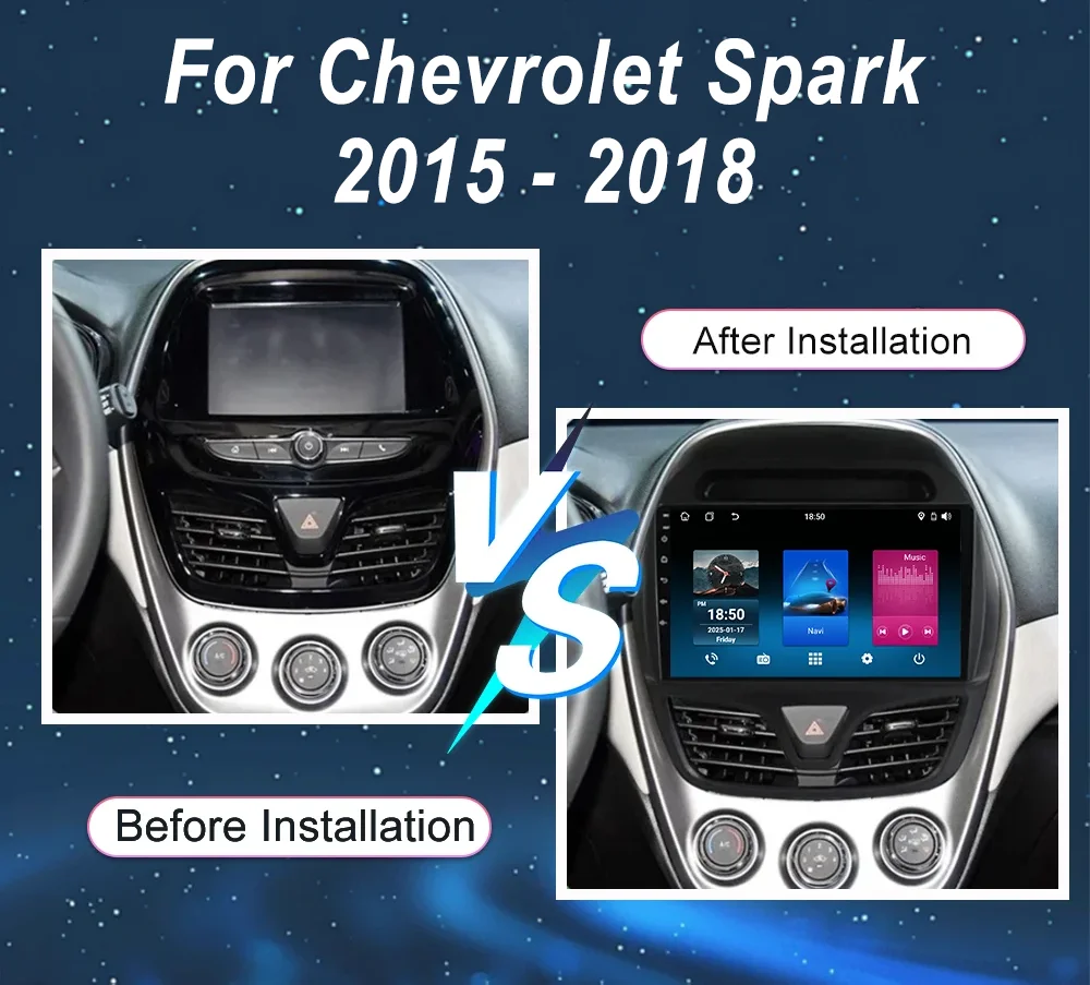 Android15 Carplay  For Chevrolet Spark 2015 2016 2017 2018 Auto Car Radio Multimedia GPS Player WIFI+4G Stereo Audio DSP