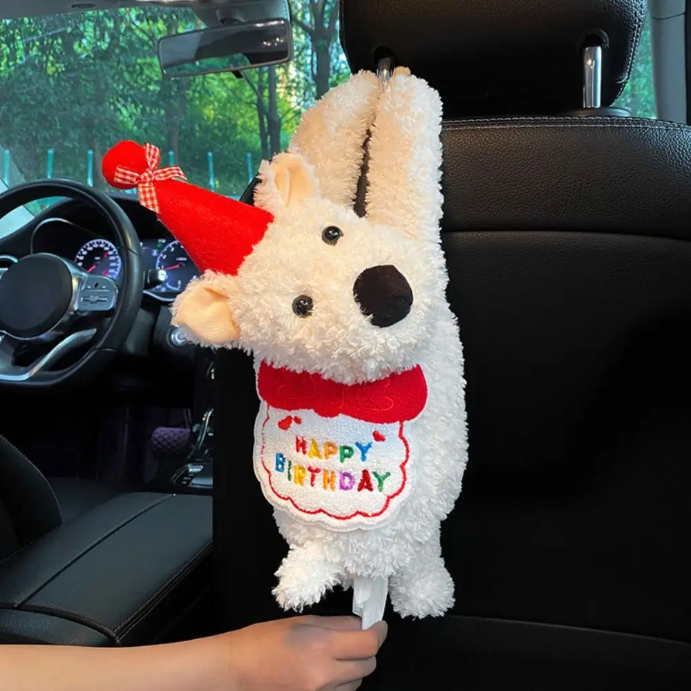 

Kawaii плюшевая автомобильная коробка для салфеток, креативная мультяшная автоподвесная бумажная коробка, универсальная милая собака, украшение интерьера автомобиля для автомобиля