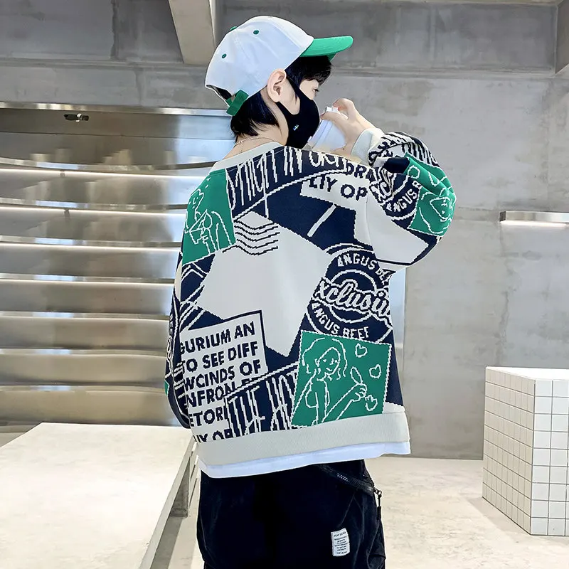 New Letter Print Boy Sweatshirts Children Long Sleeves Tee Top Kids Cool T-Shirt Teen Green Clothes 5 6 7 8 9 10 11 12 13 14Yrs