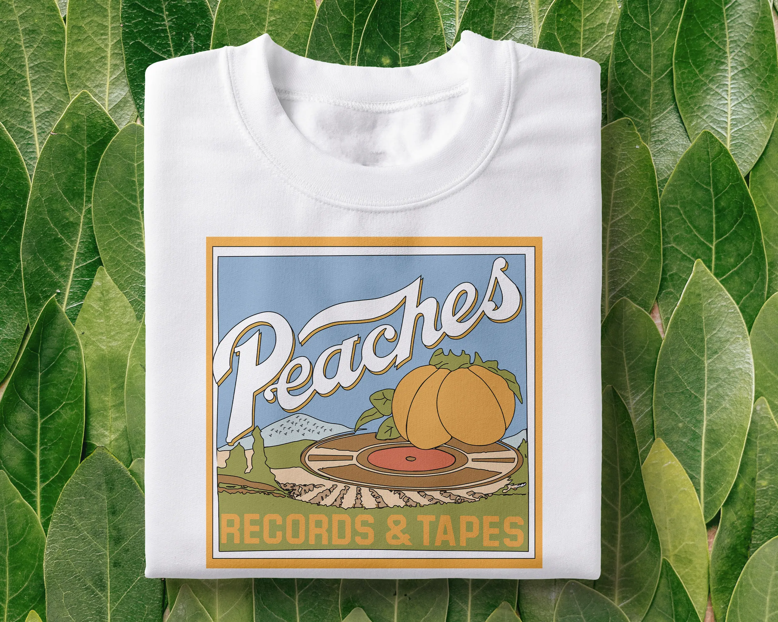 Peaches Records T Shirt Tapes Peachy Peach Fruity Boho Hippie Vintage Tumblr Inspired Botanical Music S Vinyl