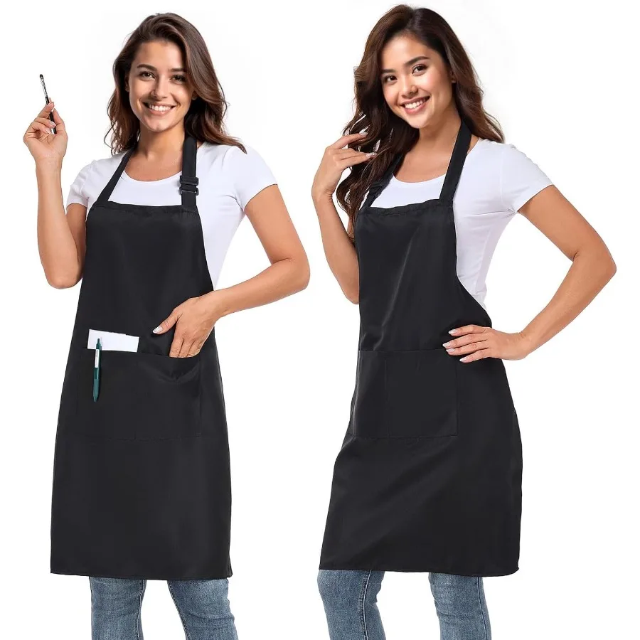 

2 Pack adjustable apron with 2 pockets for men and women waterproof and oil Resistant