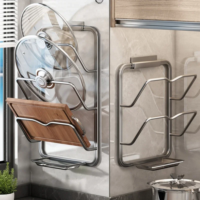 

Космическая алюминиевая многослойная полка для крышек, настенный держатель для разделочной доски с защитой от ржавчины и вентилируемым дренажем