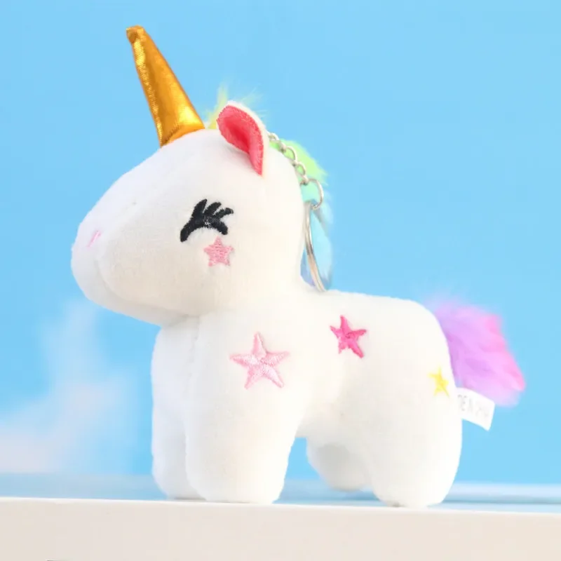 1Pc Unicorn Doll Keychains Soft Plush Stuffed Cartoon Cute Animal Rainbow Horse Toy Bag Pendant Key Ring For Children Girls Gift