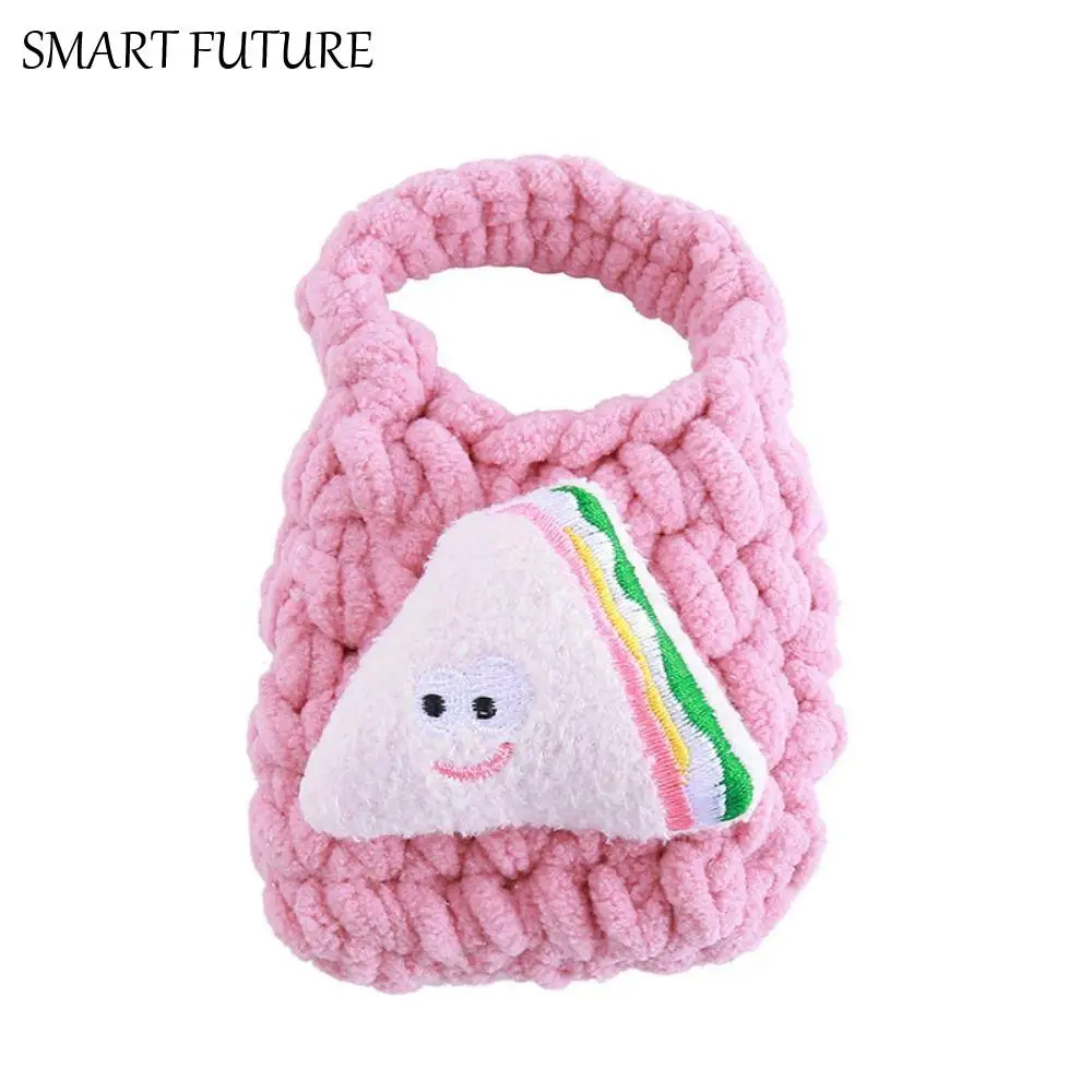 Plush Crochet Mini Knitted Handbag Hamburg Headset Cover Earphone Knitted Bag Knitted Sandwich Portable Coin Purse