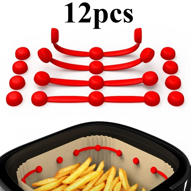 Boucle magnétique en Silicone pour friteuse à Air, 12 pièces, antiadhésive, résistante à la chaleur, idéale pour les doublures en papier parchemin, accessoires pour friteuse à Air 10cm