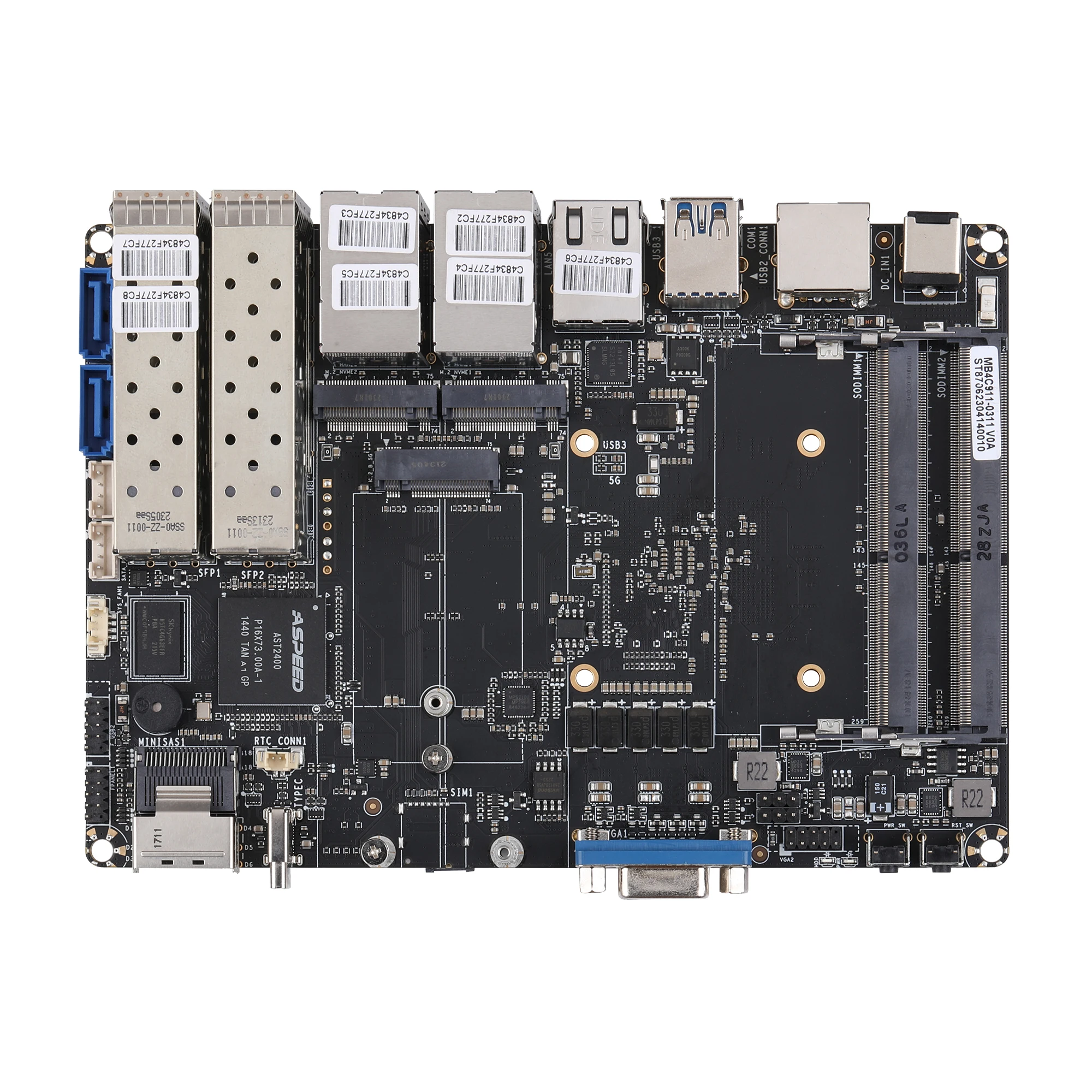 Placa-mãe com processador do átomo C3338R 3558R C3758 C3758R C3808, 4*10G SFP +, 4*2.5G SFP/5 * I225 LAN B3