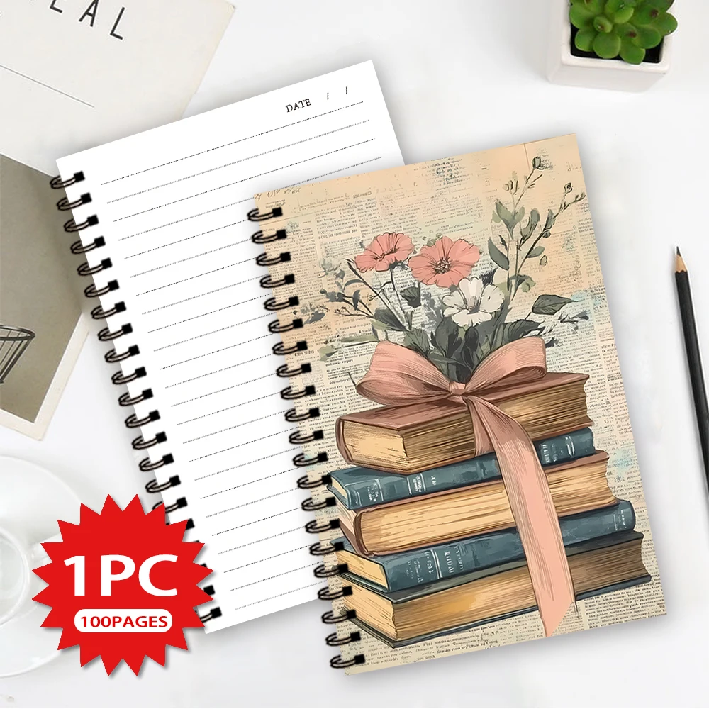 Books & Flowers Notizbuch, Tagebuch, Blanko-Linienblätter, Ideales Geschenk zum Notieren, Inspirierend für Männer und Frauen, Perfekt für Studenten